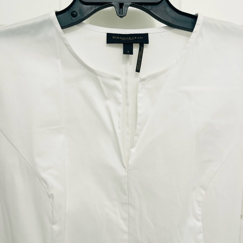 DONNA KARAN Long Sleeve White Blouse with Lace Inserts - Sz S - Picture 4 of 8